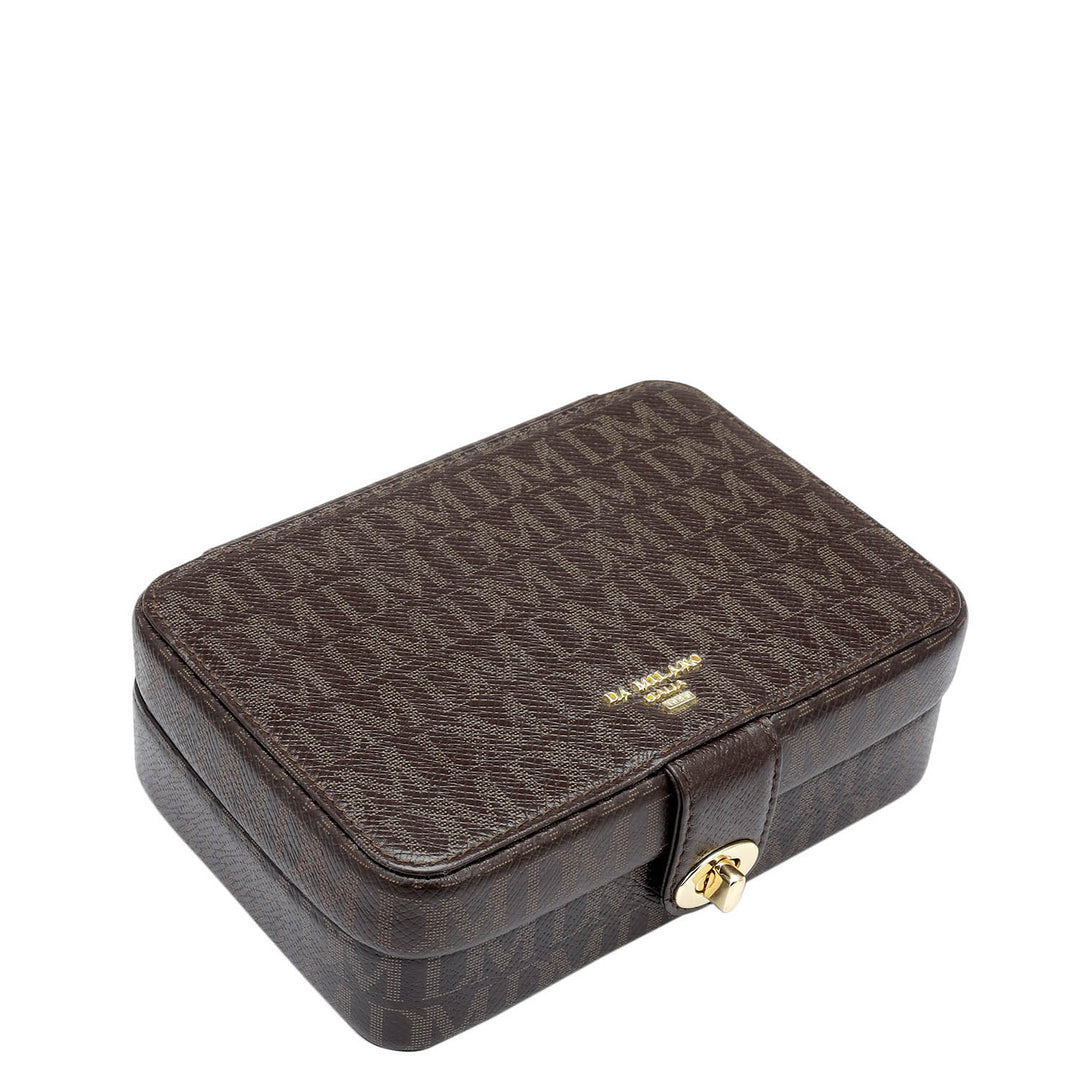 Monogram Franzy Leather Jewellery Case - Chocolate