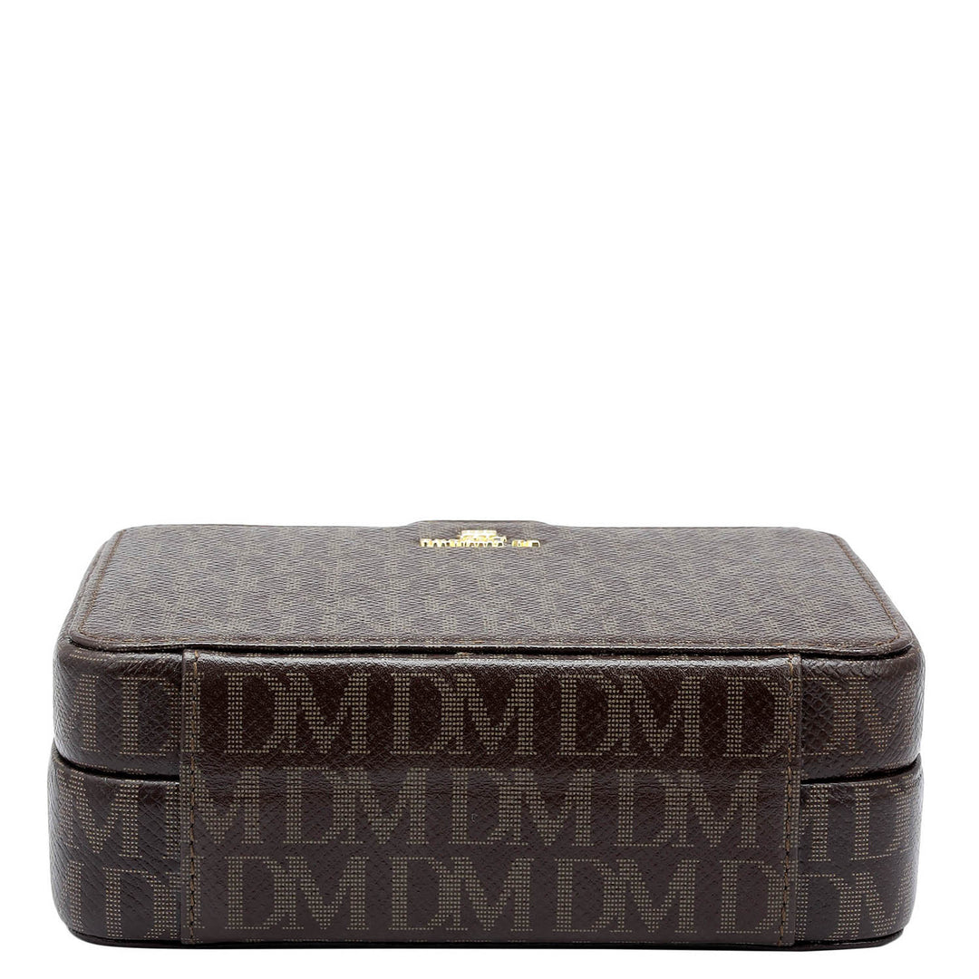 Monogram Franzy Leather Jewellery Case - Chocolate
