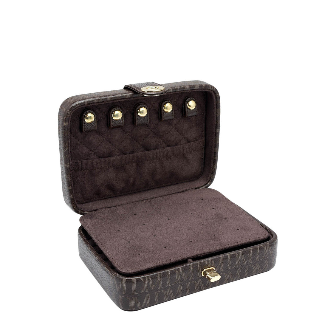 Monogram Franzy Leather Jewellery Case - Chocolate