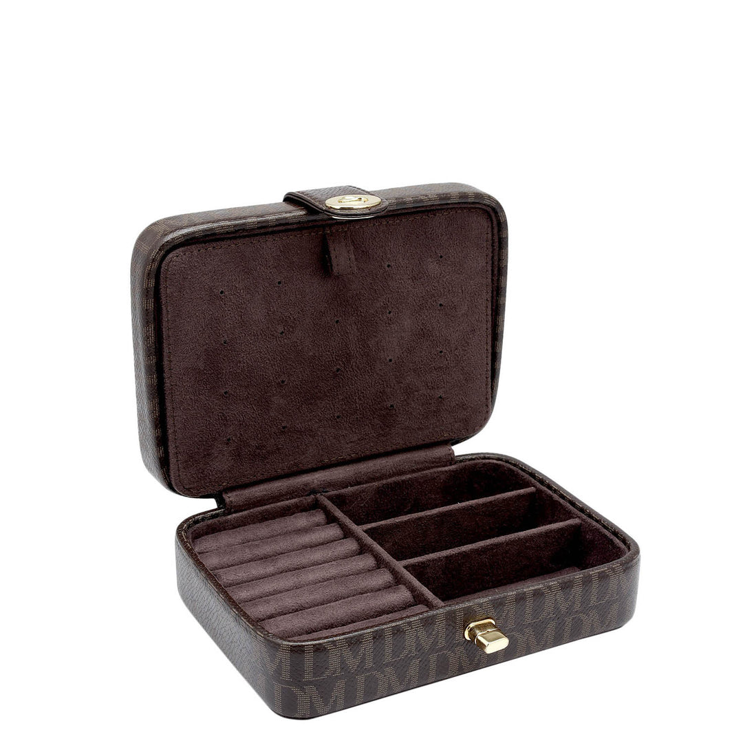 Monogram Franzy Leather Jewellery Case - Chocolate