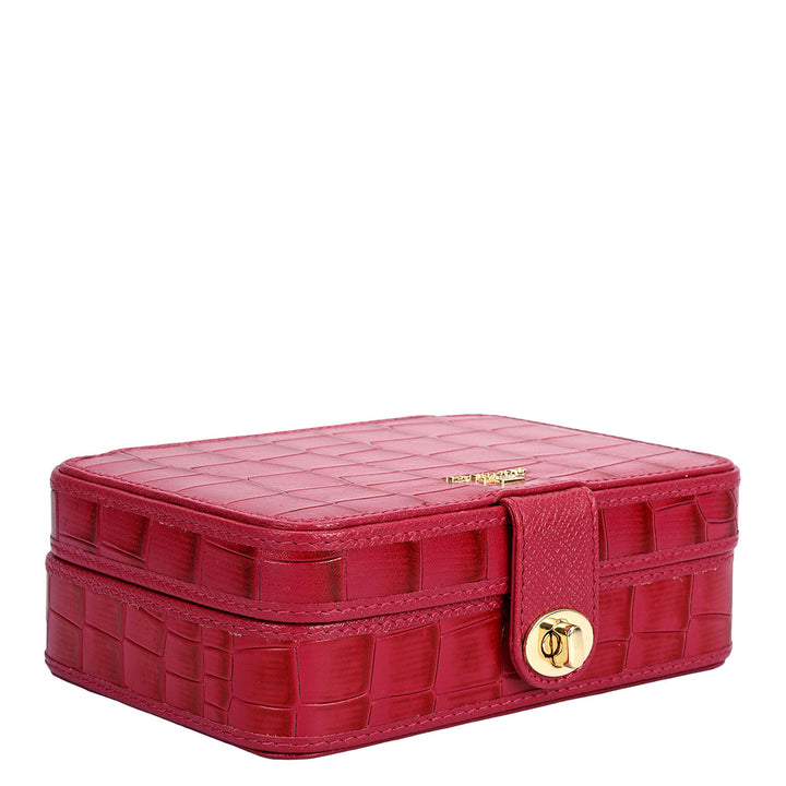 Croco Leather Jewellery Case - Plumberry