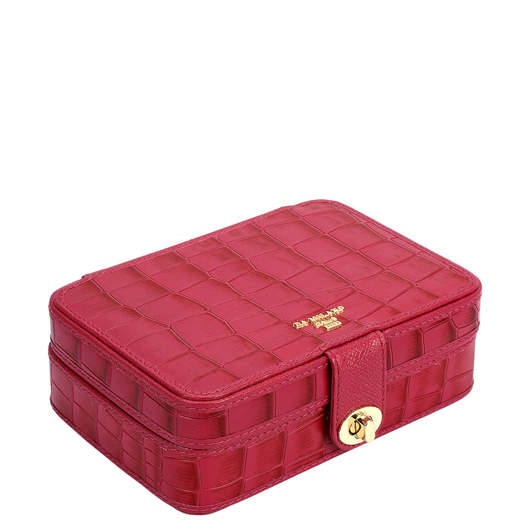 Croco Leather Jewellery Case - Plumberry