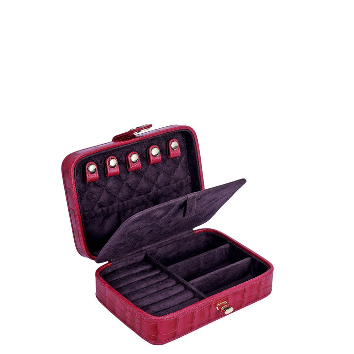 Croco Leather Jewellery Case - Plumberry