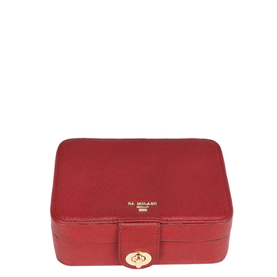 Wax Leather Jewellery Case - Red