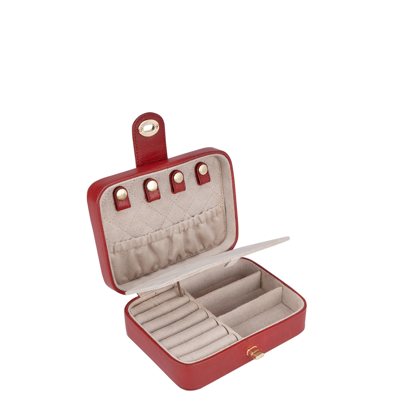 Wax Leather Jewellery Case - Red
