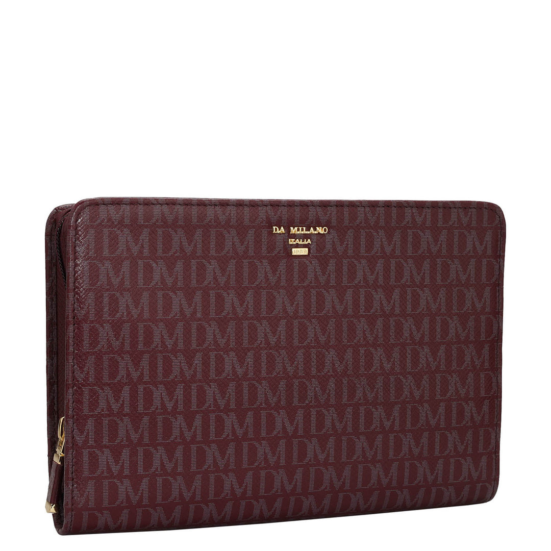 Monogram Leather Jewellery Case - Burgundy