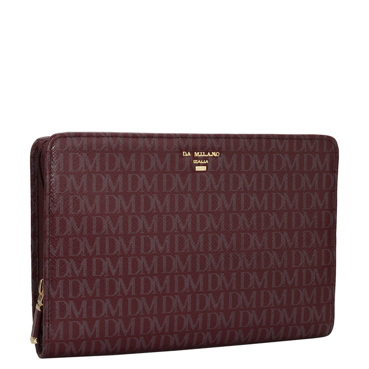 Monogram Leather Jewellery Case - Burgundy