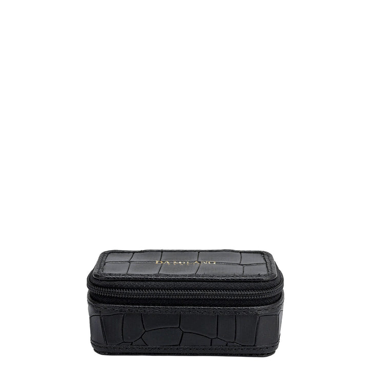 Croco Franzy Leather Jewellery Case - Black