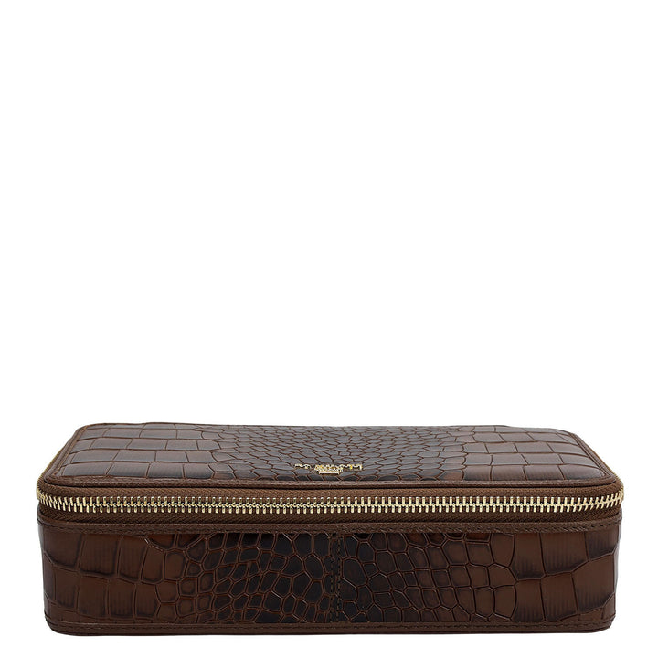 Croco Franzy Leather Jewellery Case - Date