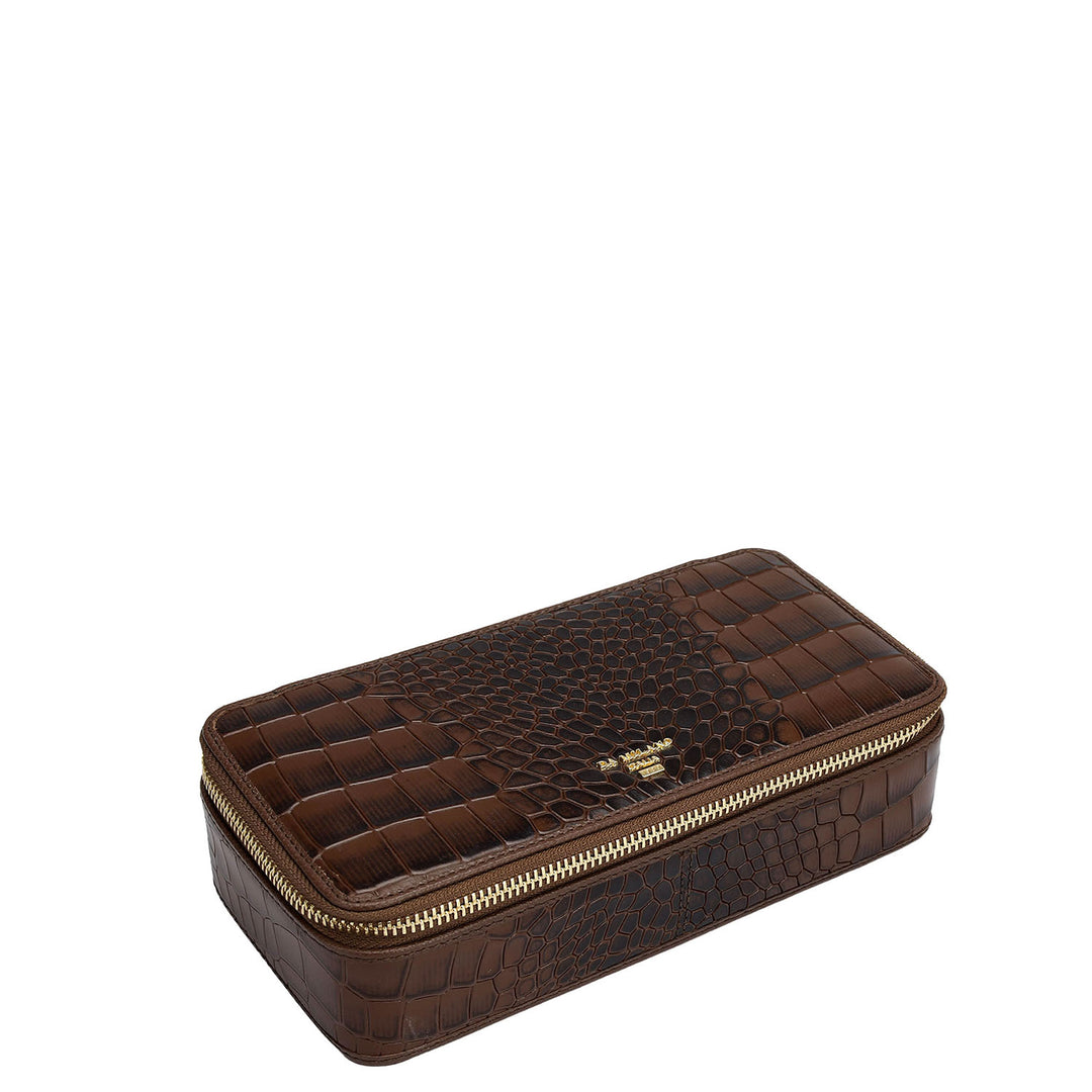 Croco Franzy Leather Jewellery Case - Date
