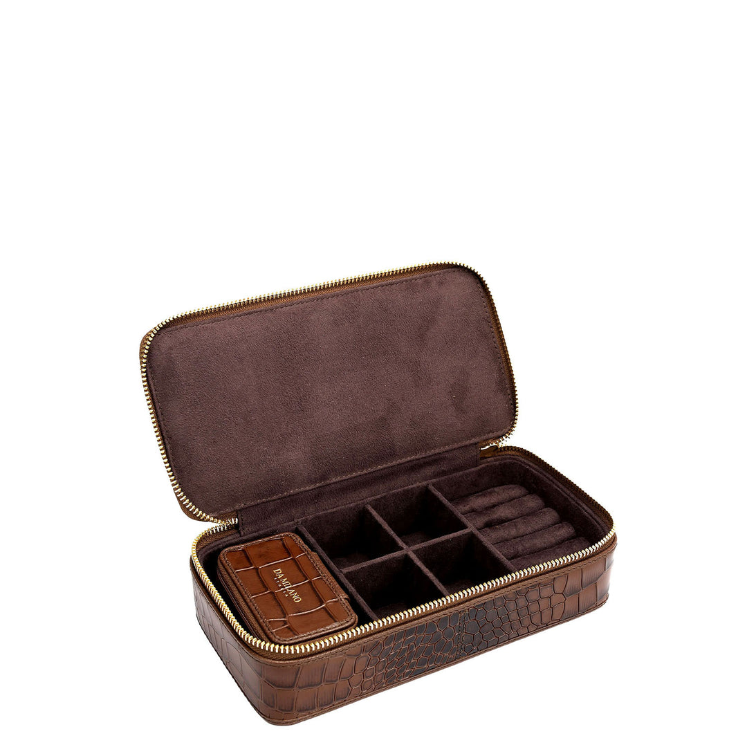 Croco Franzy Leather Jewellery Case - Date