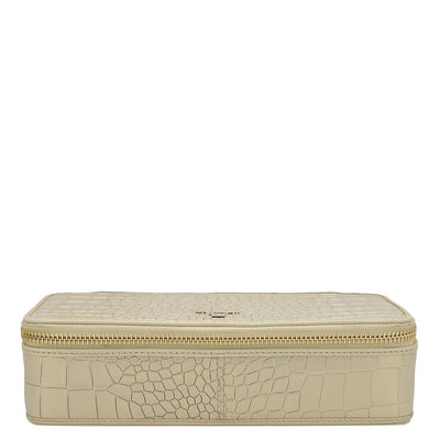 Croco Franzy Leather Jewellery Case - Gold