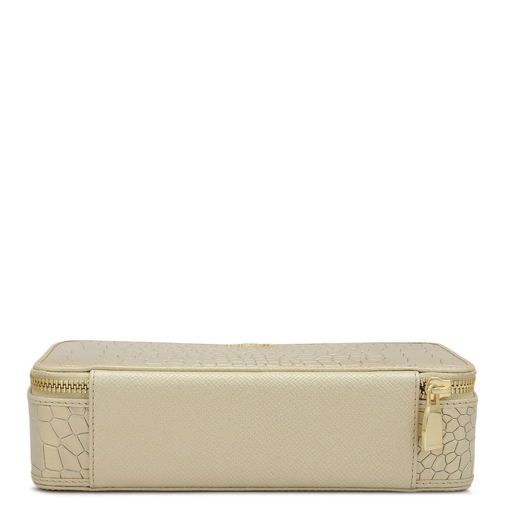 Croco Franzy Leather Jewellery Case - Gold