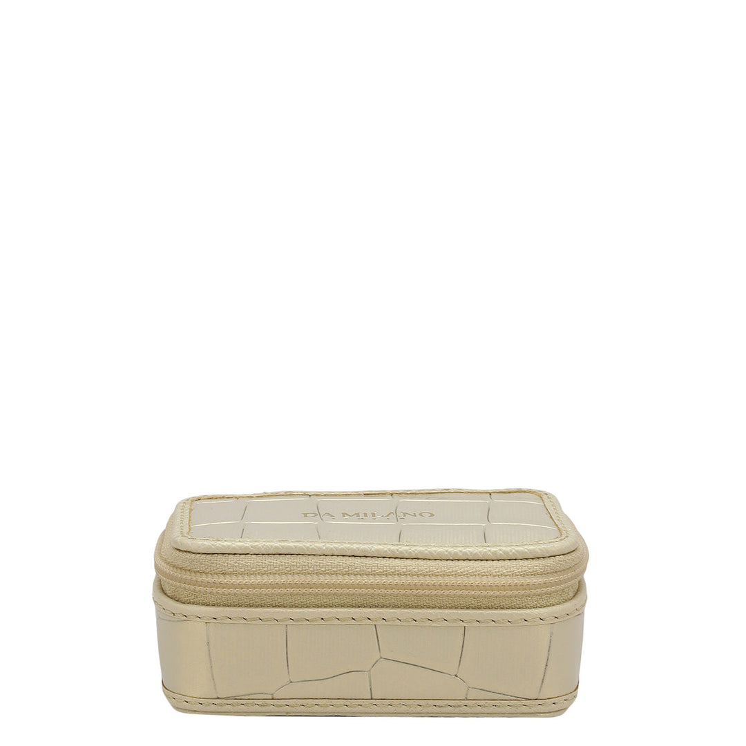 Croco Franzy Leather Jewellery Case - Gold