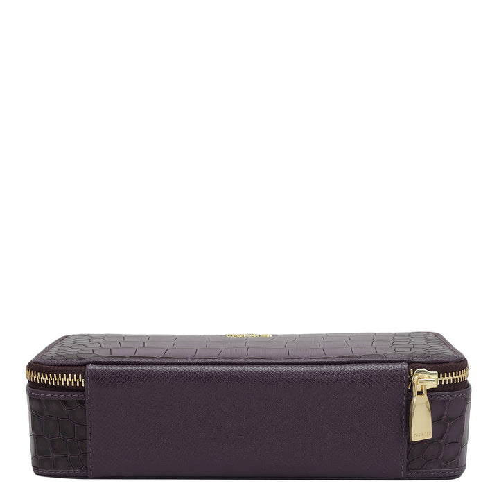 Croco Franzy Leather Jewellery Case - Grapevine