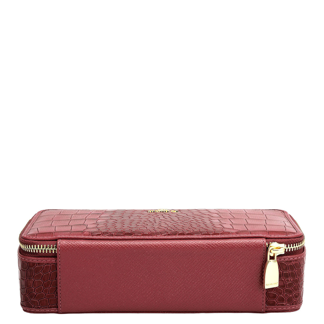 Croco Franzy Leather Jewellery Case - Plumberry