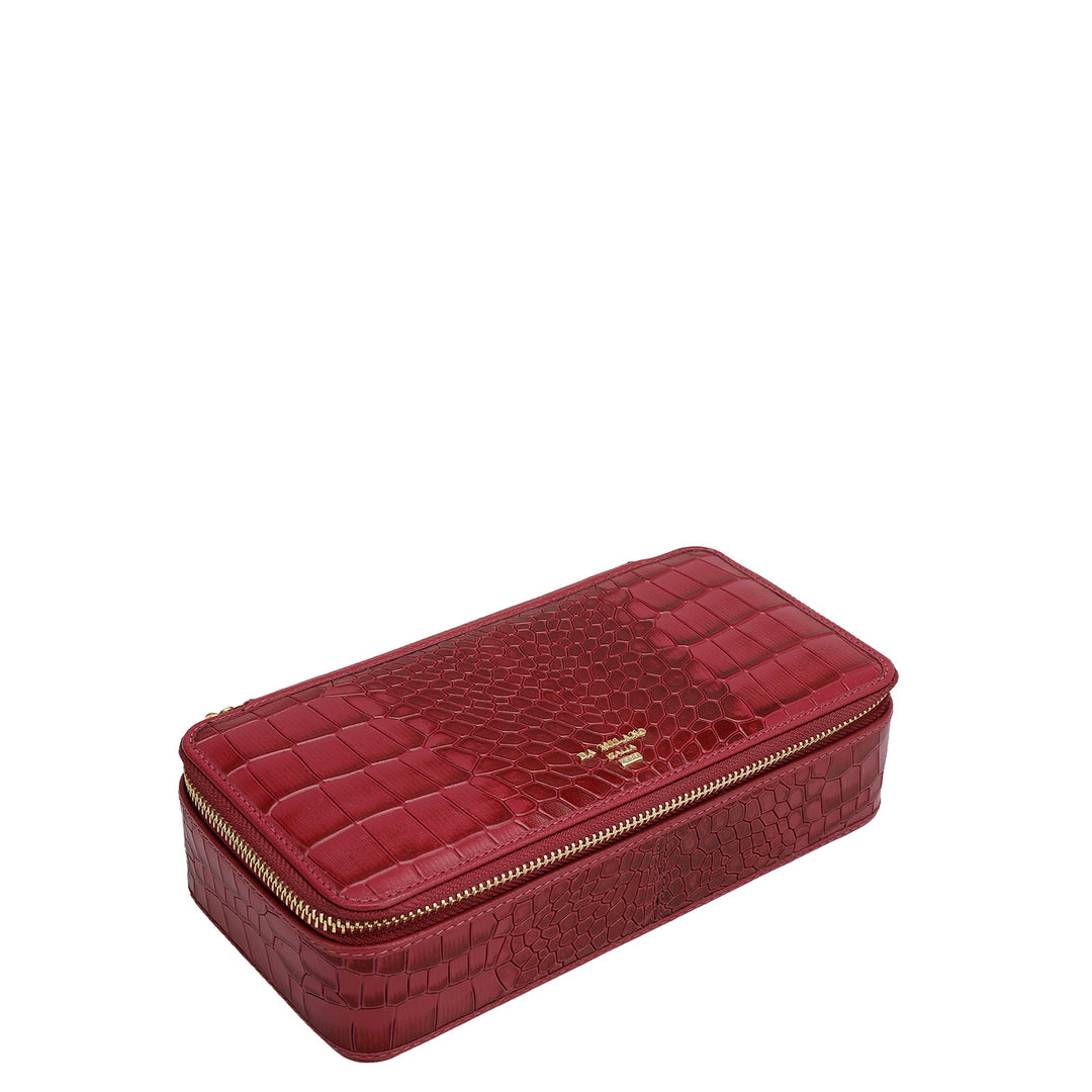 Croco Franzy Leather Jewellery Case - Plumberry