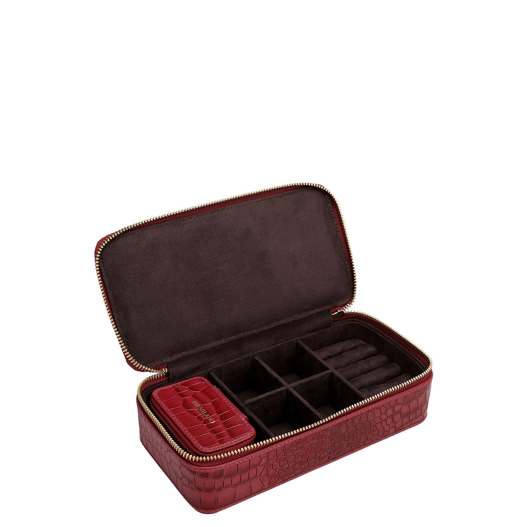 Croco Franzy Leather Jewellery Case - Plumberry