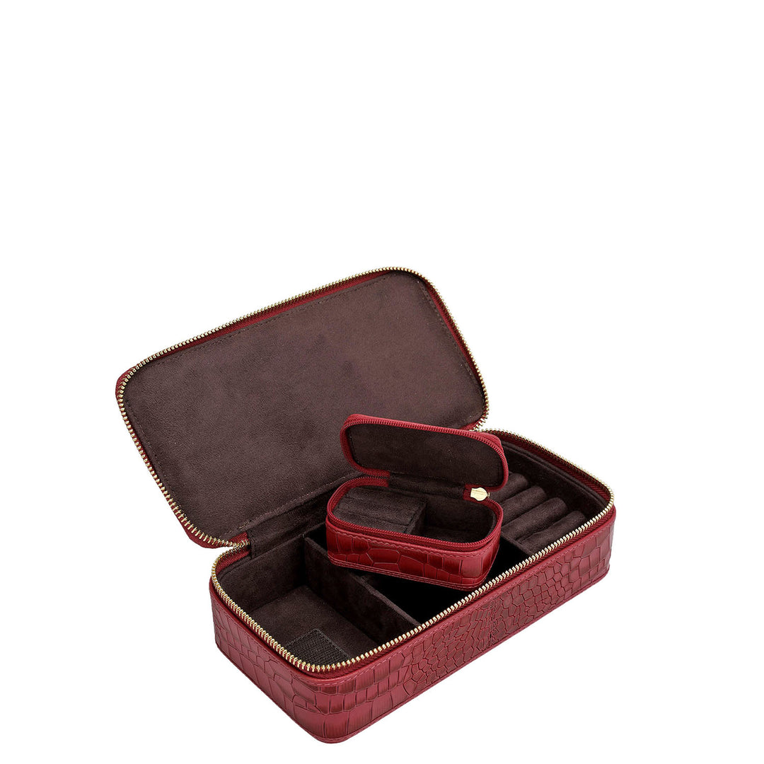 Croco Franzy Leather Jewellery Case - Plumberry