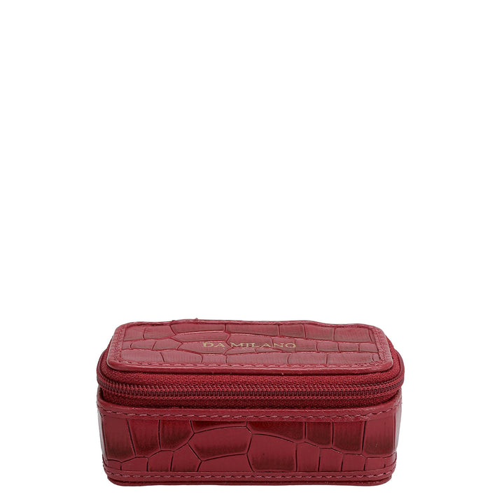 Croco Franzy Leather Jewellery Case - Plumberry