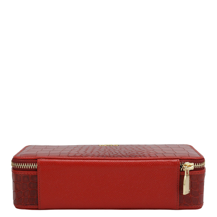 Croco Franzy Leather Jewellery Case - Red
