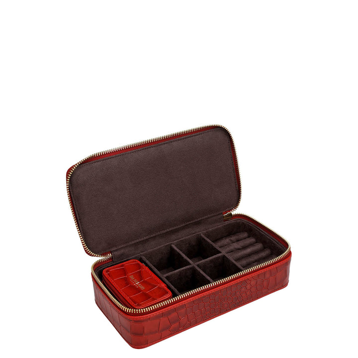 Croco Franzy Leather Jewellery Case - Red