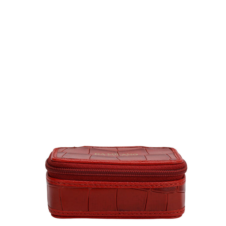 Croco Franzy Leather Jewellery Case - Red
