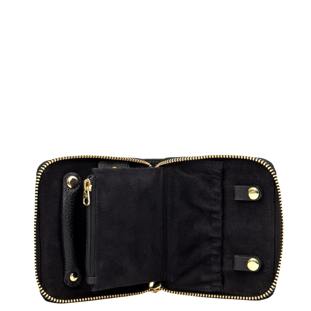 Wax Leather Jewellery Case - Black