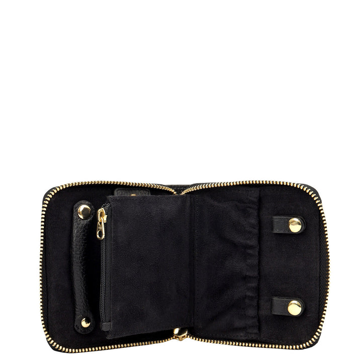 Wax Leather Jewellery Case - Black