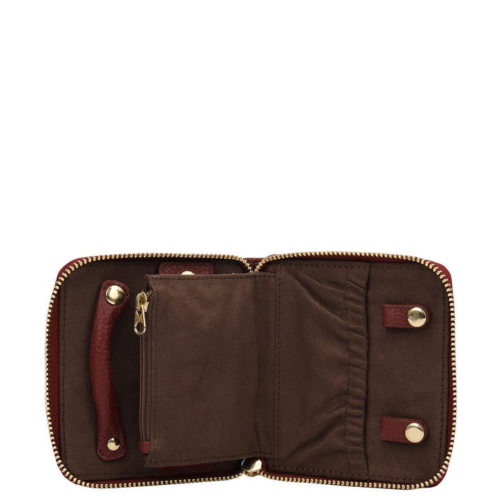Wax Leather Jewellery Case - Cherry