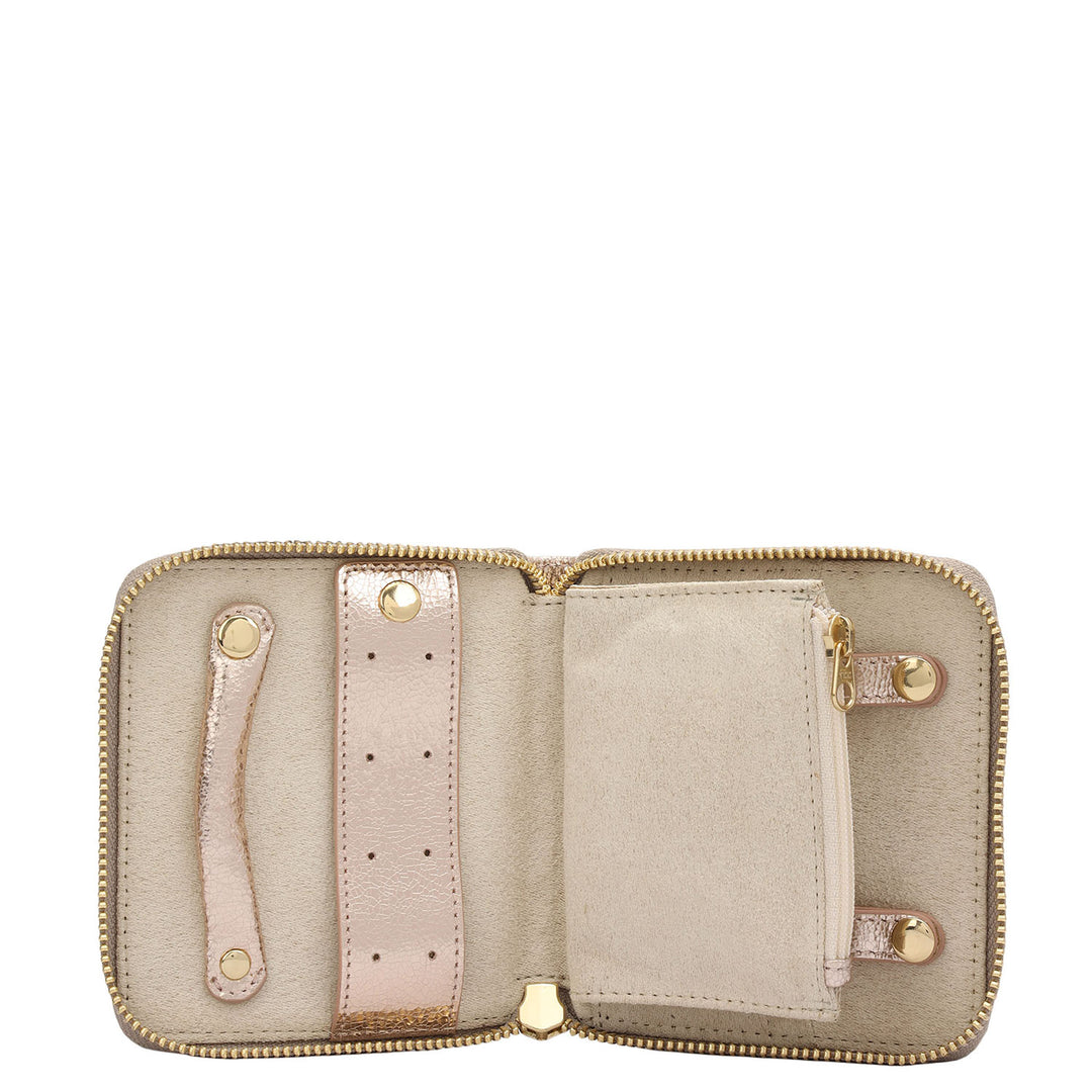 Metallic Leather Jewellery Case - Rose Gold