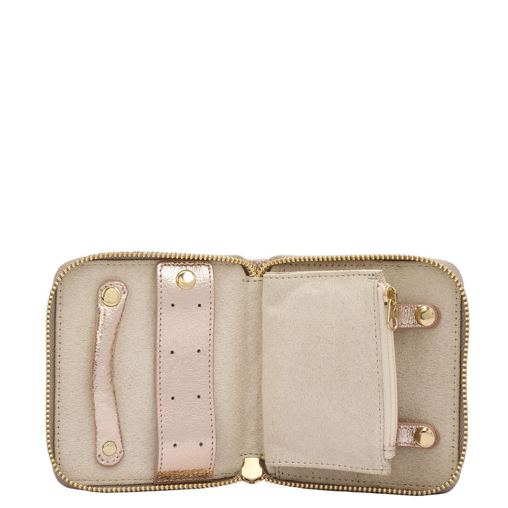 Metallic Leather Jewellery Case - Rose Gold
