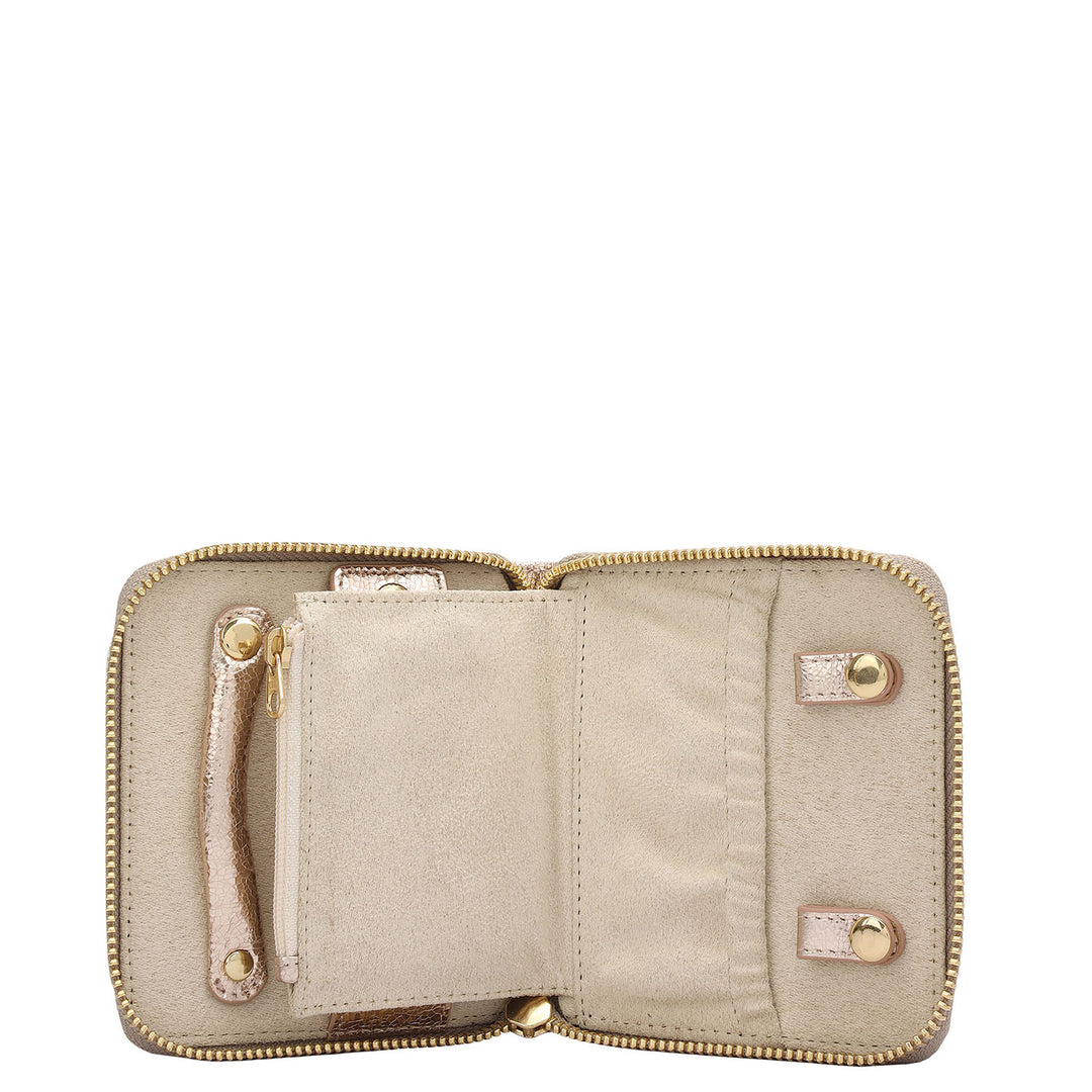Metallic Leather Jewellery Case - Rose Gold
