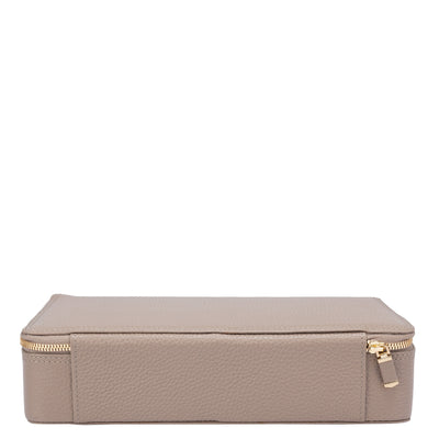 Wax Leather Jewellery Case - Taupe