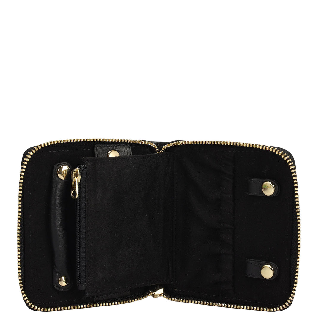 Quilting Leather Jewellery Case - Black