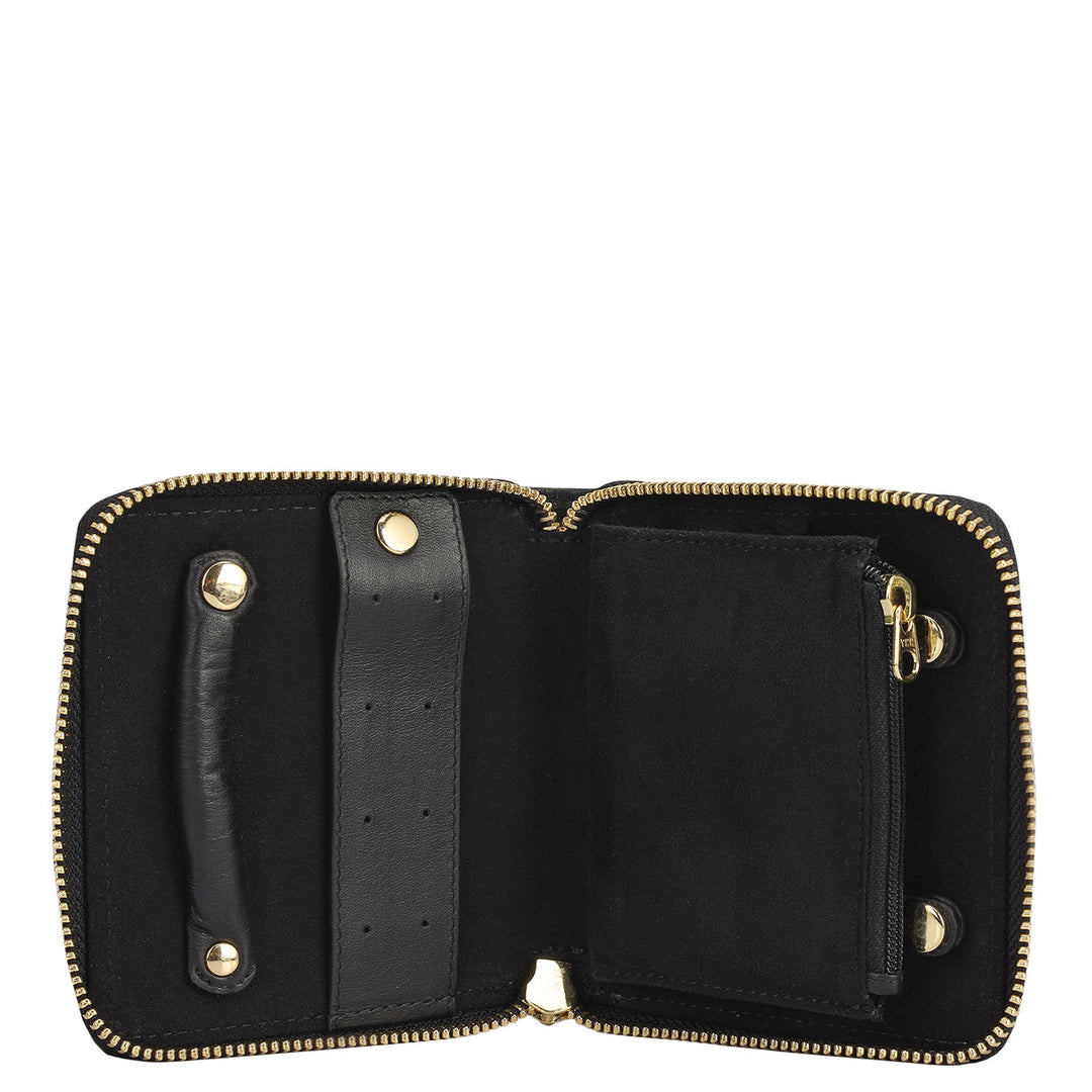 Quilting Leather Jewellery Case - Black