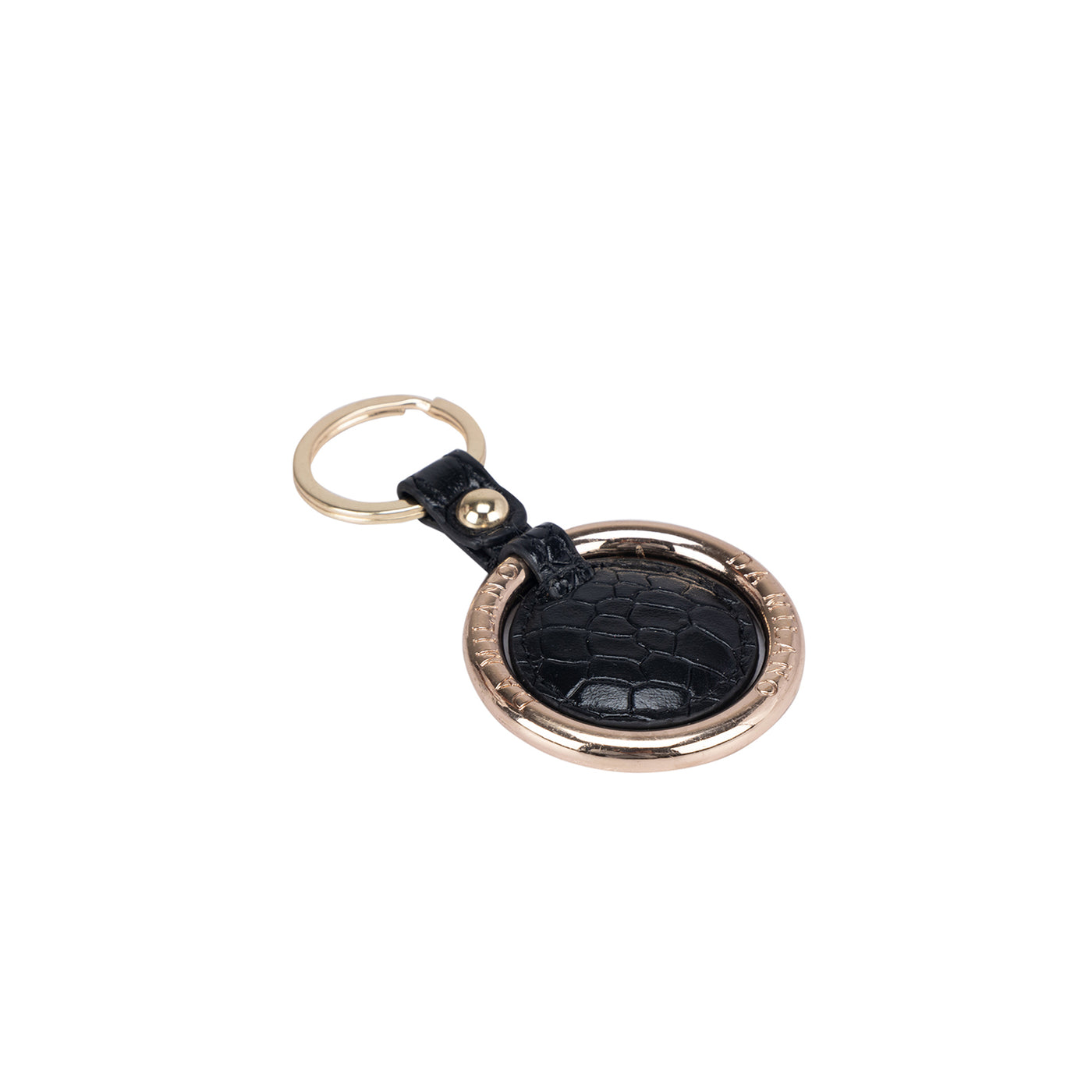 Croco Leather Key Chain - Black