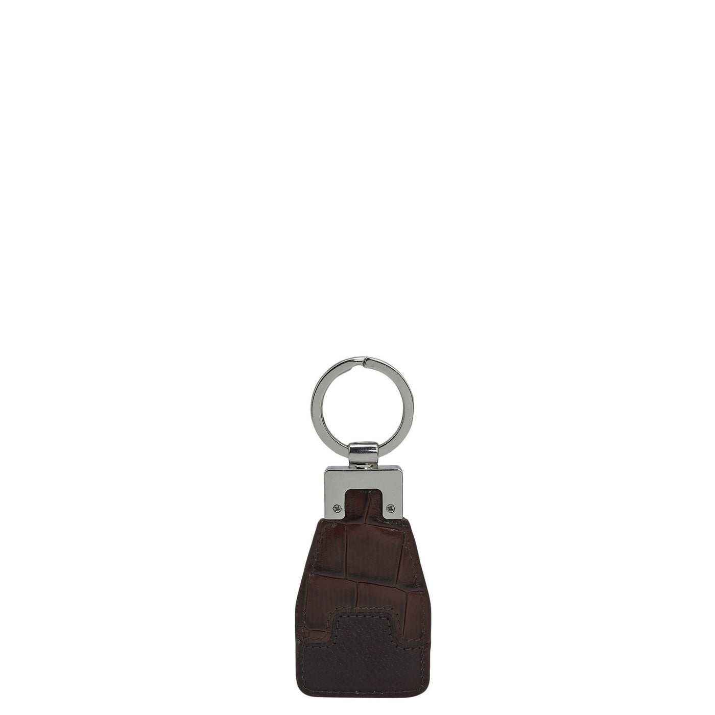 Croco Franzy Leather Key Chain - Brown