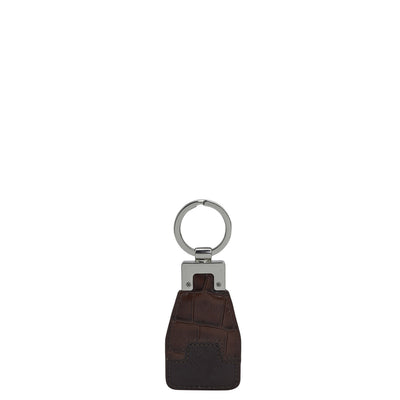 Croco Franzy Leather Key Chain - Brown