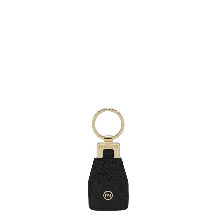 Croco Franzy Leather Key Chain - Black