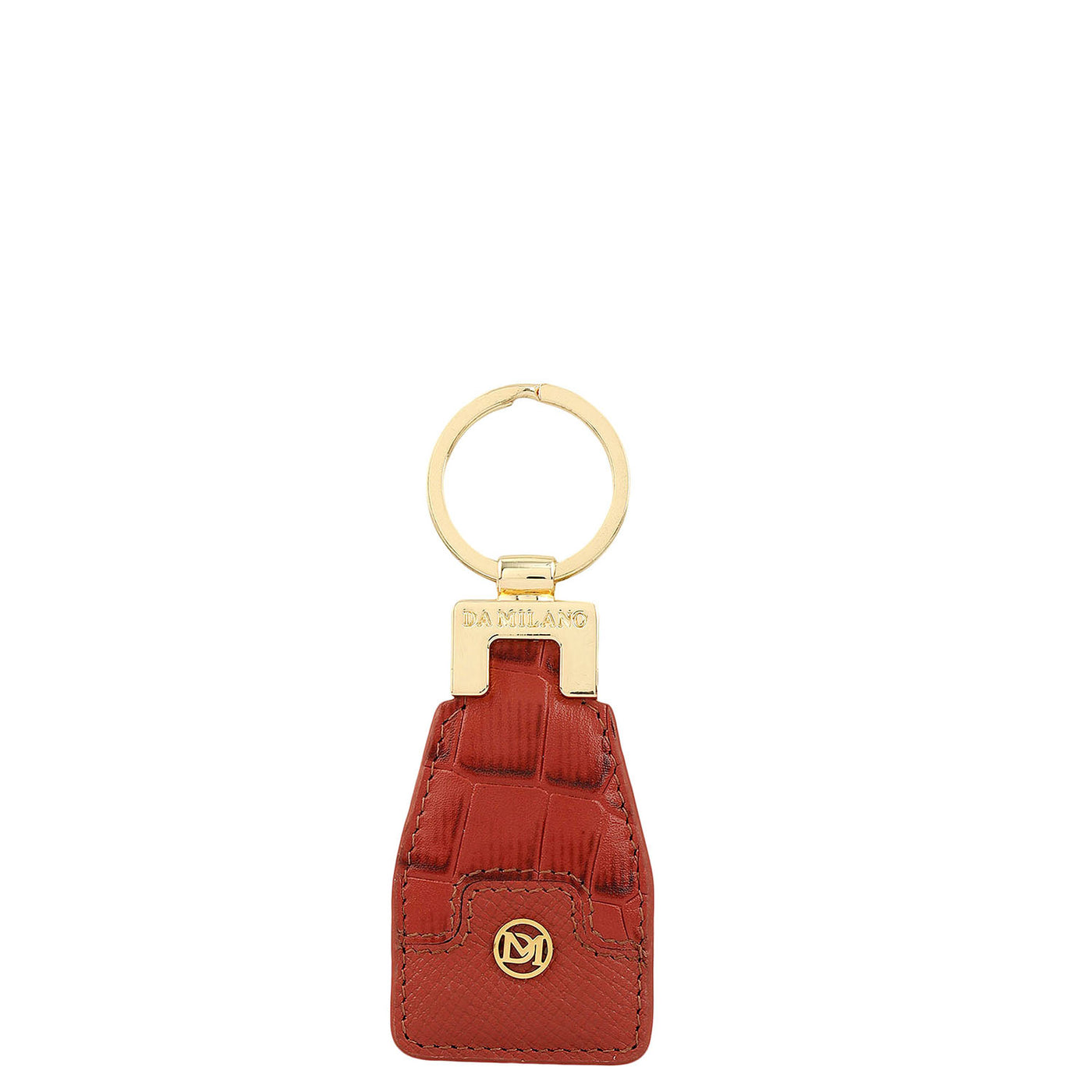 Croco Franzy Leather Key Chain - Brick