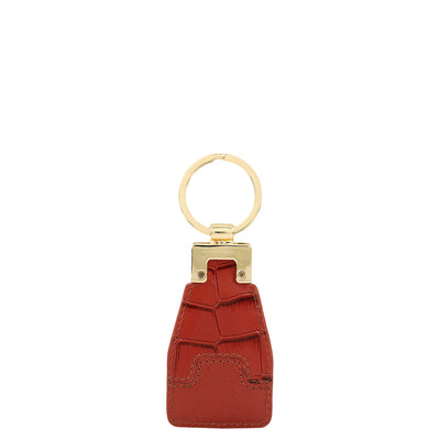 Croco Franzy Leather Key Chain - Brick