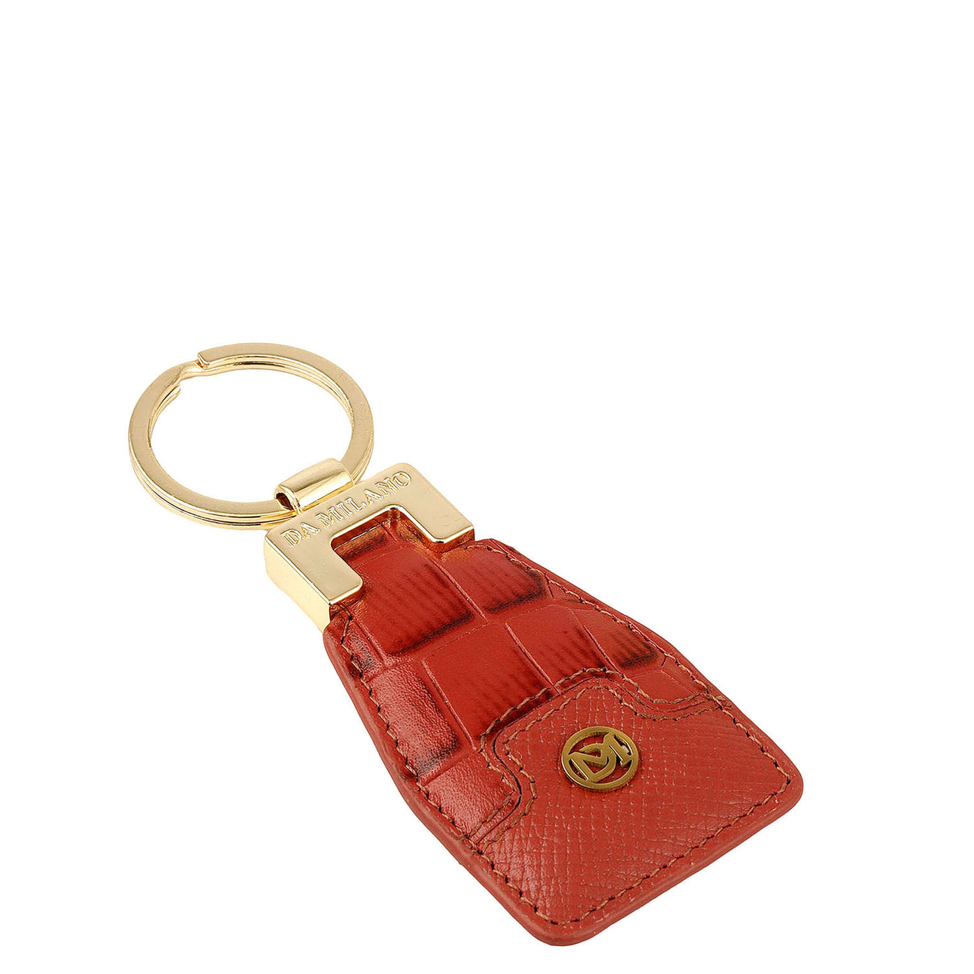 Croco Franzy Leather Key Chain - Brick