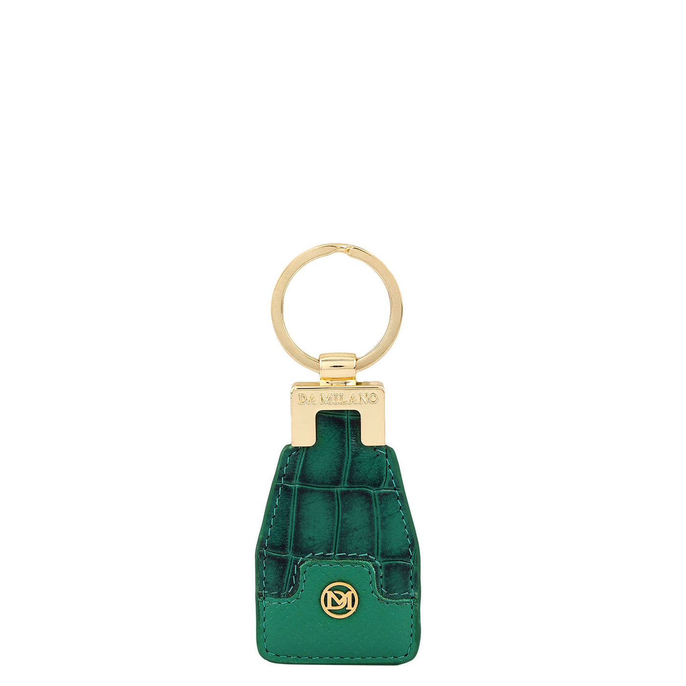 Croco Franzy Leather Key Chain - Emerald Green