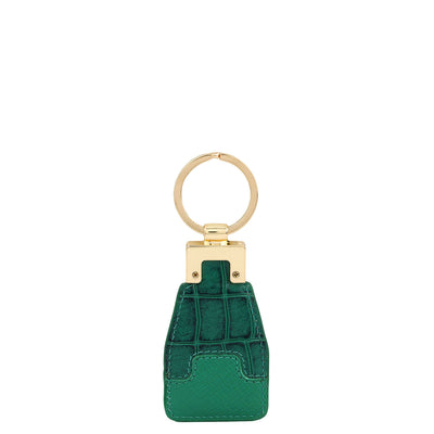 Croco Franzy Leather Key Chain - Emerald Green