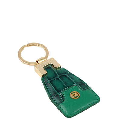 Croco Franzy Leather Key Chain - Emerald Green