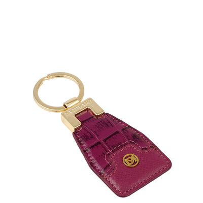 Croco Franzy Leather Key Chain - Orchid
