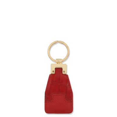 Croco Franzy Leather Key Chain - Red