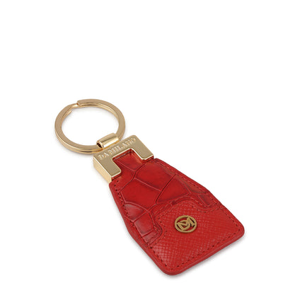 Croco Franzy Leather Key Chain - Red