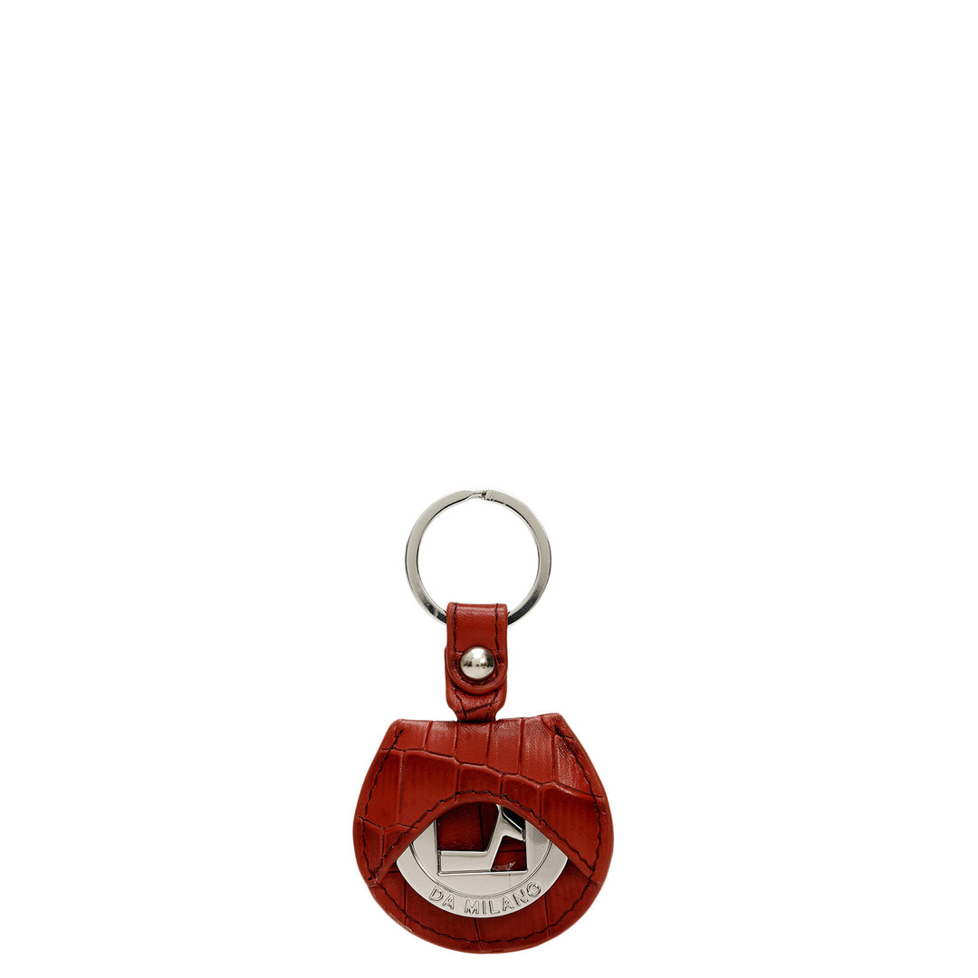 Croco Leather Key Chain - Brick